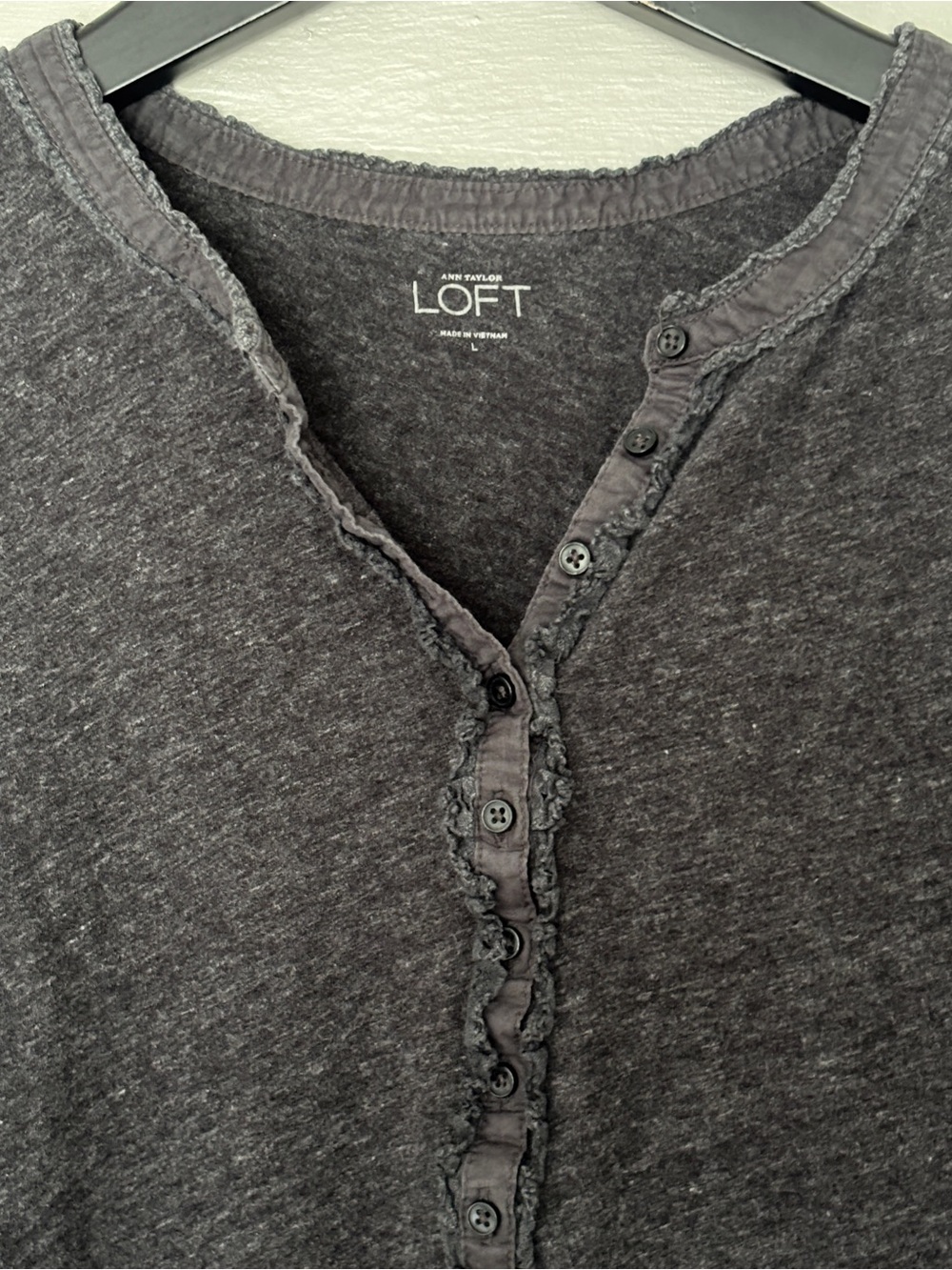 LOFT Henley Top Gray Large